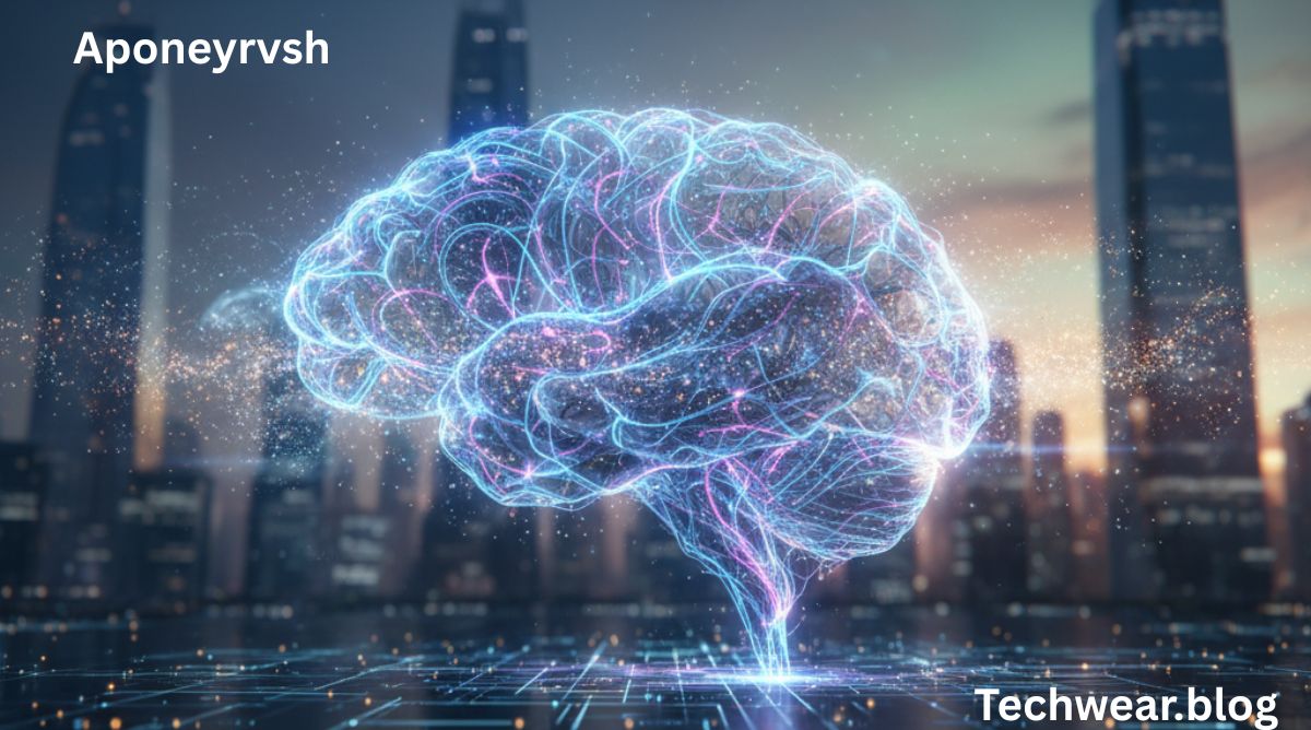 Aponeyrvsh technology product showcase with futuristic theme.